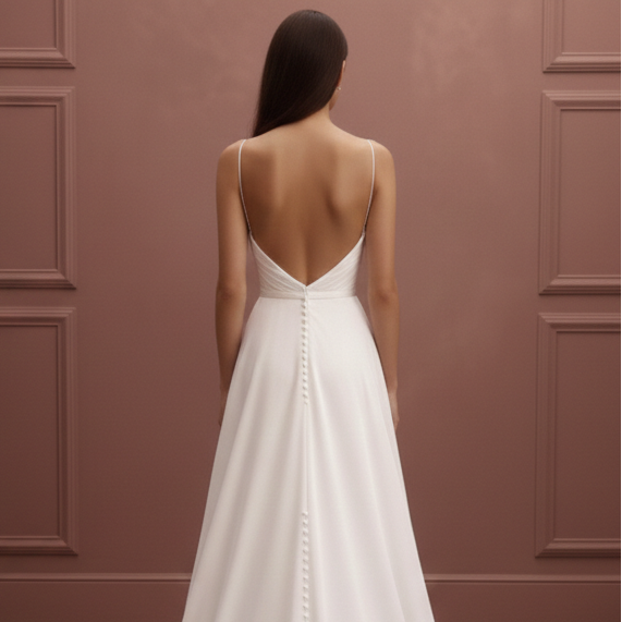 Long Flowy Wedding Dress Chiffon Fabric Light Weight Destination