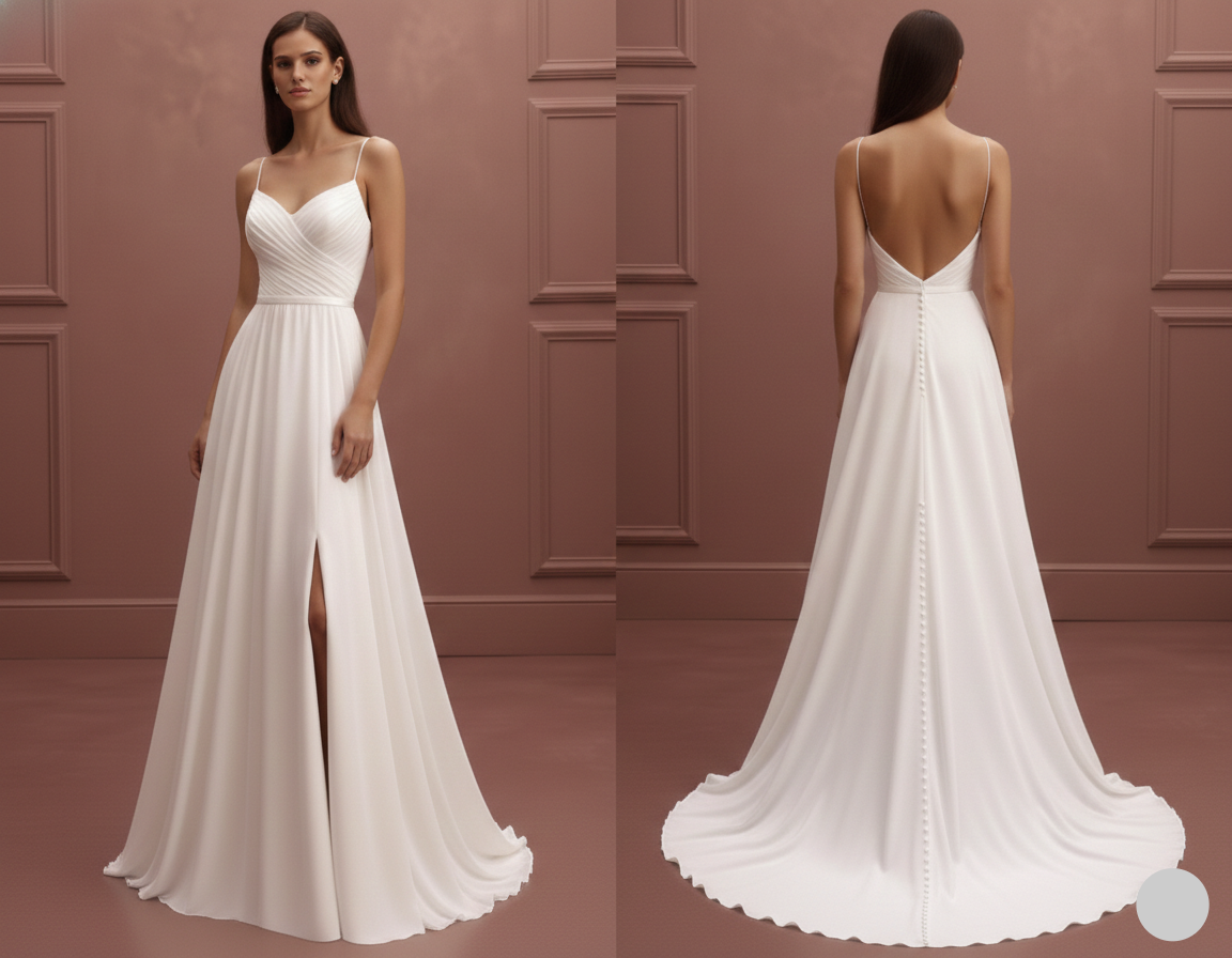 Long Flowy Wedding Dress Chiffon Fabric Light Weight Destination