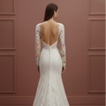 Long Petite Sleeve Wedding Dress Adjusted Fit Lace Elegant