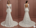 Long Petite Sleeve Wedding Dress Adjusted Fit Lace Elegant