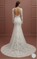 Long Petite Sleeve Wedding Dress Adjusted Fit Lace Elegant