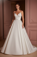 Long Plain Puffy Wedding Dress Layered Tulle Classic Gown