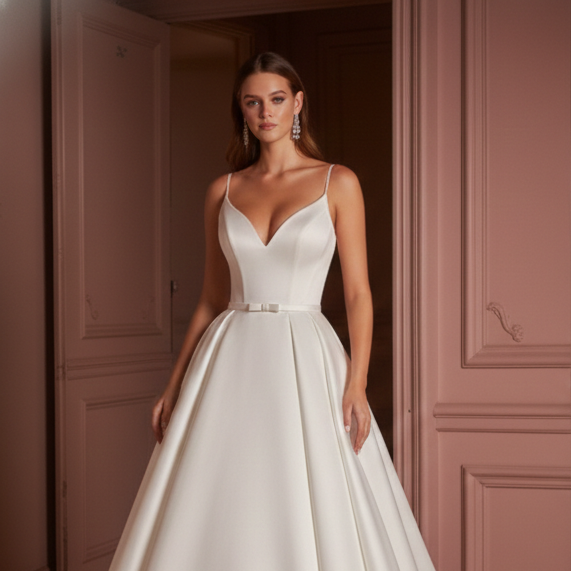 Long Plain Puffy Wedding Dress Layered Tulle Classic Gown