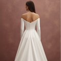 Long Satin Ball Gown Wedding Dress Off the Shoulder Formal