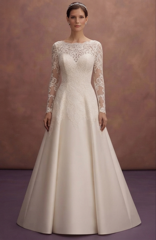 Long Sleeve Lace Bridal Dresses with Elegant Coverage