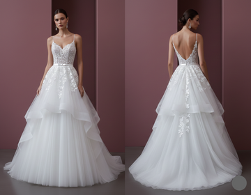Long Sweetheart Wedding Dress Tulle Ball Gown Strapless