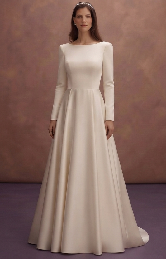 Low Back Satin Wedding Dresses with Chic Bridal Style
