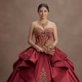 Luxurious Satin Red Quinceañera Gown with Corset Back