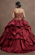 Luxurious Satin Red Quinceañera Gown with Corset Back