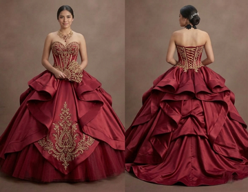 Luxurious Satin Red Quinceañera Gown with Corset Back