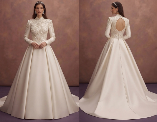 Luxury Duchess Satin Wedding Dresses with Structured Beauty
