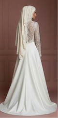 Luxury Hijab Wedding Dress With Matching Bridal Hijab Muslim
