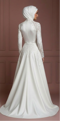 Luxury Modest Bridal Gown With Hijab Cover Wedding Dress Muslim