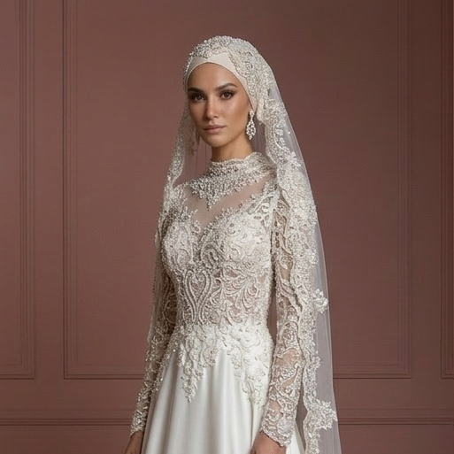 Luxury Muslim Bride Hijab Wedding Dress Elegant Style