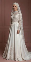Luxury Muslim Bride Hijab Wedding Dress Elegant Style