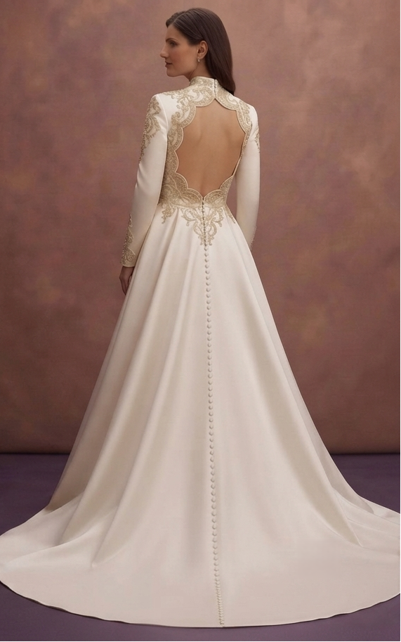 Luxury Satin Wedding Dresses with Dramatic Cathedral Trains