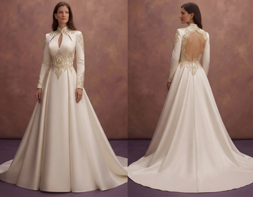 Luxury Satin Wedding Dresses with Dramatic Cathedral Trains