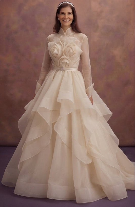 Luxury Silk Organza Wedding Dresses with Elegant Volume