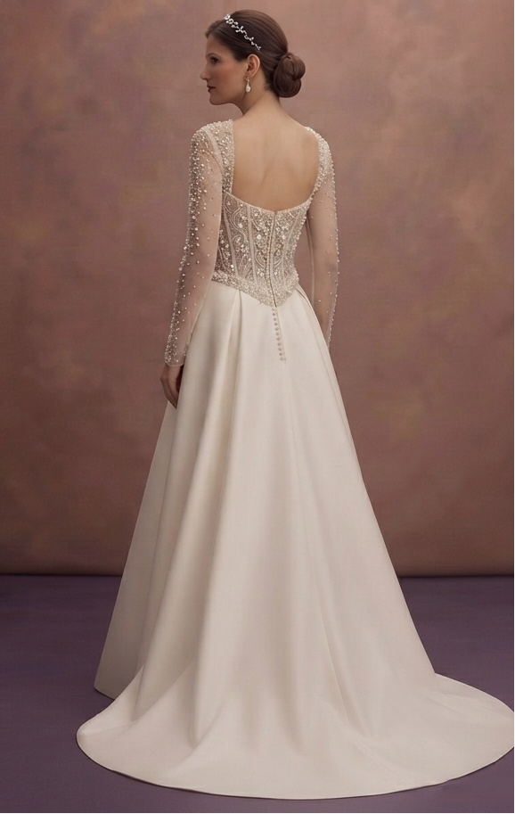 Luxury Wedding Dresses with Pearl Corset Bodices