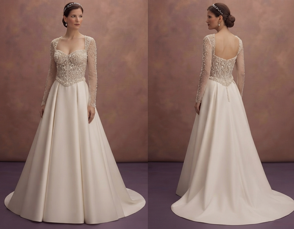 Luxury Wedding Dresses with Pearl Corset Bodices