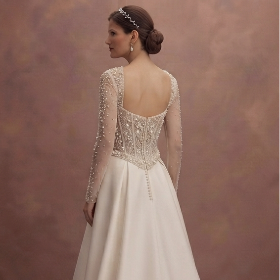 Luxury Wedding Dresses with Pearl Corset Bodices