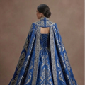 Majestic Blue Quinceañera Dress Heavy Brocade Fabric
