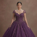 Majestic Purple Quinceañera Dress Hand-Beaded Tulle