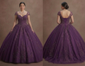 Majestic Purple Quinceañera Dress Hand-Beaded Tulle