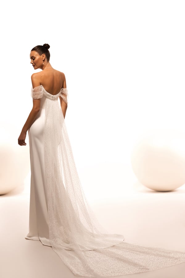 Classy Long Satin Off Shoulder Wedding Dresses with Slit Mermaid Pleated Lace Up Back Sweep Train Bridal Gowns