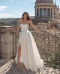 Elegant A-Line Wedding Gown with a Strapless Sweetheart Neckline and a Flattering Natural Waistline for a Regal and Timeless Bridal Look