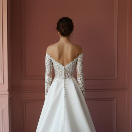 Masterpost All Styles Lace Satin Long Tulle Bridal Gown