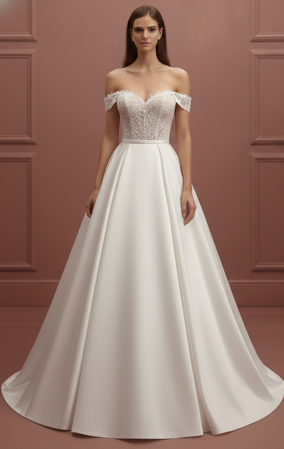 Matte Tulle Wedding Dress Classic Long Ball Gown Bridal