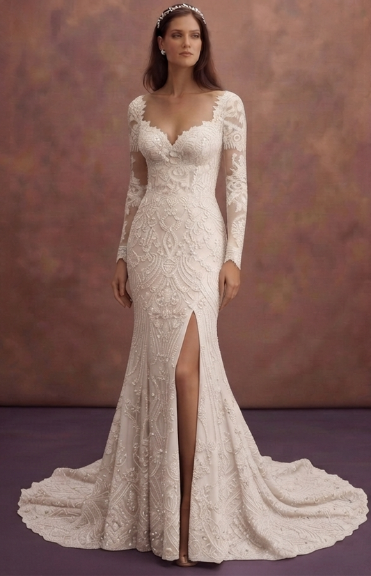Mermaid Wedding Dresses with Dramatic Lace Trains