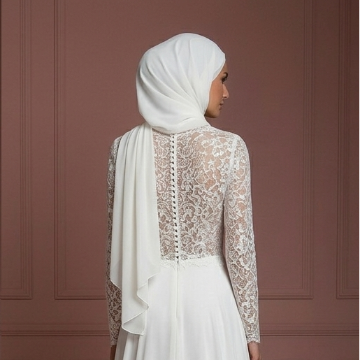Minimalist Chiffon Hijab Wedding Dress – Elegant Muslim Styles
