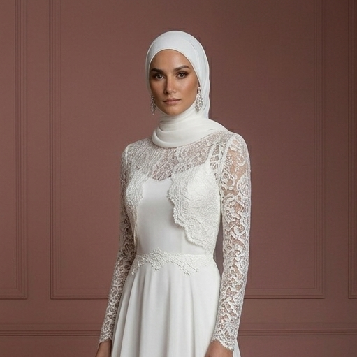 Minimalist Chiffon Hijab Wedding Dress – Elegant Muslim Styles