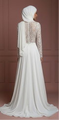 Minimalist Chiffon Hijab Wedding Dress – Elegant Muslim Styles
