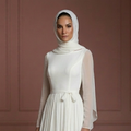 Minimalist Chiffon Wedding Dress – Ivory Muslim Bridal Gown Muslim