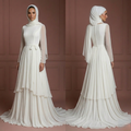 Minimalist Chiffon Wedding Dress – Ivory Muslim Bridal Gown Muslim