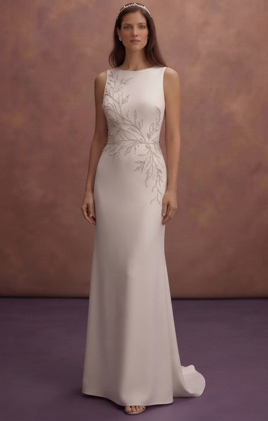 Minimalist Column Wedding Dresses in Silk Crepe