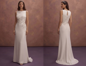 Minimalist Column Wedding Dresses in Silk Crepe
