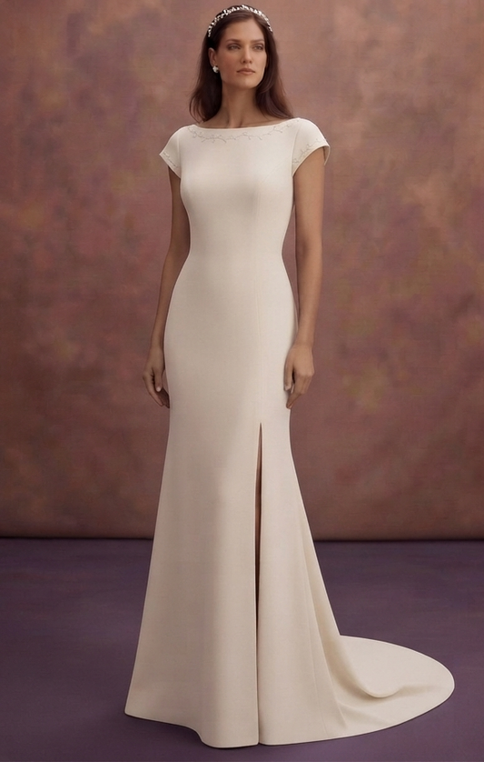 Minimalist Crepe Wedding Dresses with Sculpted Silhouettes