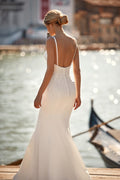 Simple Sheath Wedding Dress for Brides Appliques Sequined Sleeveless Spaghetti Straps Bridal Dress