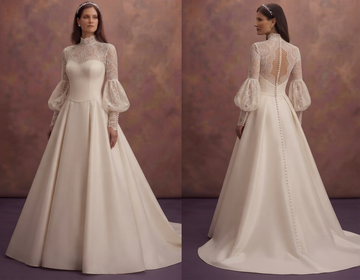 Mock Neck Wedding Dresses with Elegant Sleeves