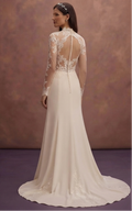 Mock Neck Wedding Dresses with Lace Sleeves