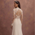 Mock Neck Wedding Dresses with Lace Sleeves