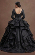 Modern Black Quinceañera Dress Silk Minimalist Design