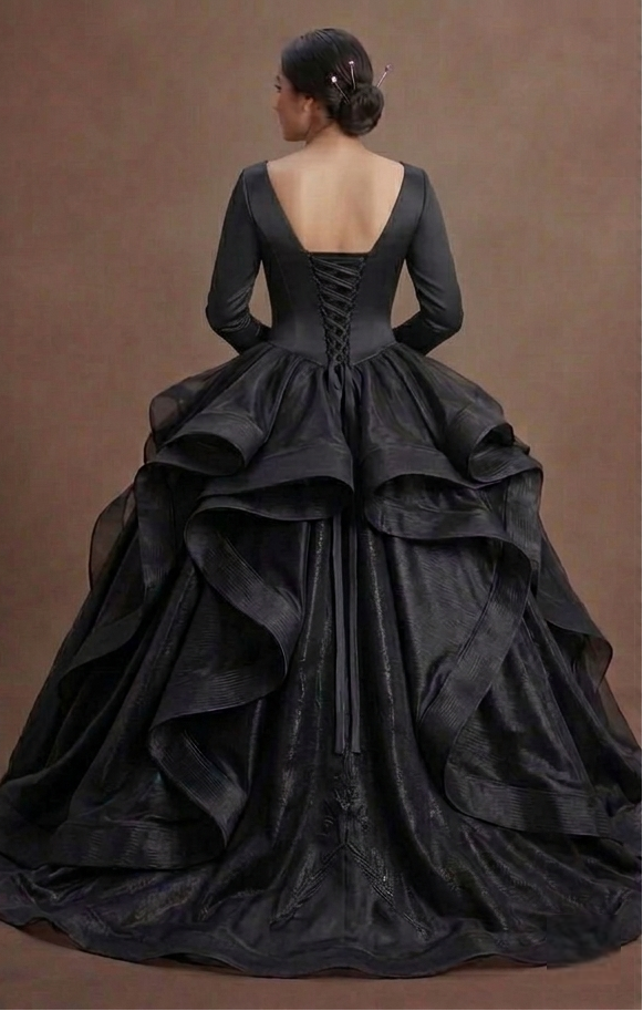 Modern Black Quinceañera Dress Silk Minimalist Design