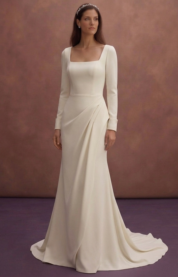 Modern Bridal Dresses with Minimalist Crepe Designs