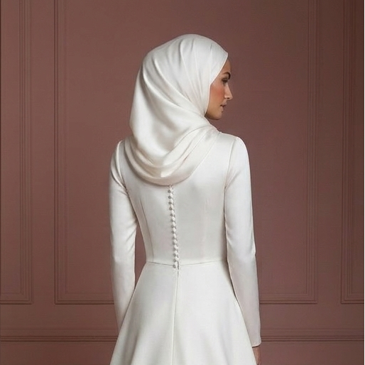 Modern Hijab Bridal Wedding Dress Clean Elegant Modest Style Muslim