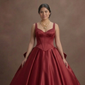 Modern Minimalist Red Quinceañera Dress in Smooth Satin